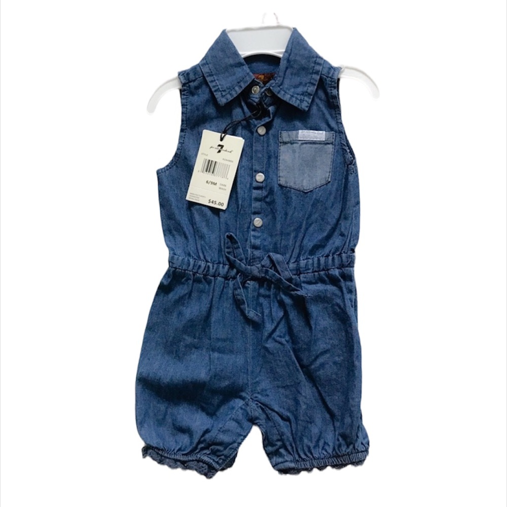 NWT 7FAM infant denim romper